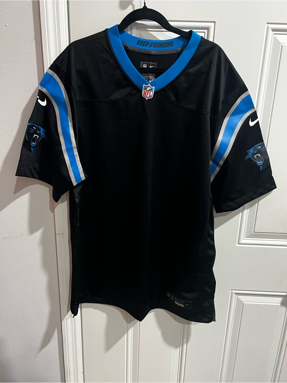 NFL Carolina Panthers Black and Blue Men's Jersey by Nike